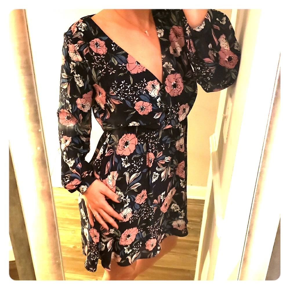 Lush floral long sleeve dress